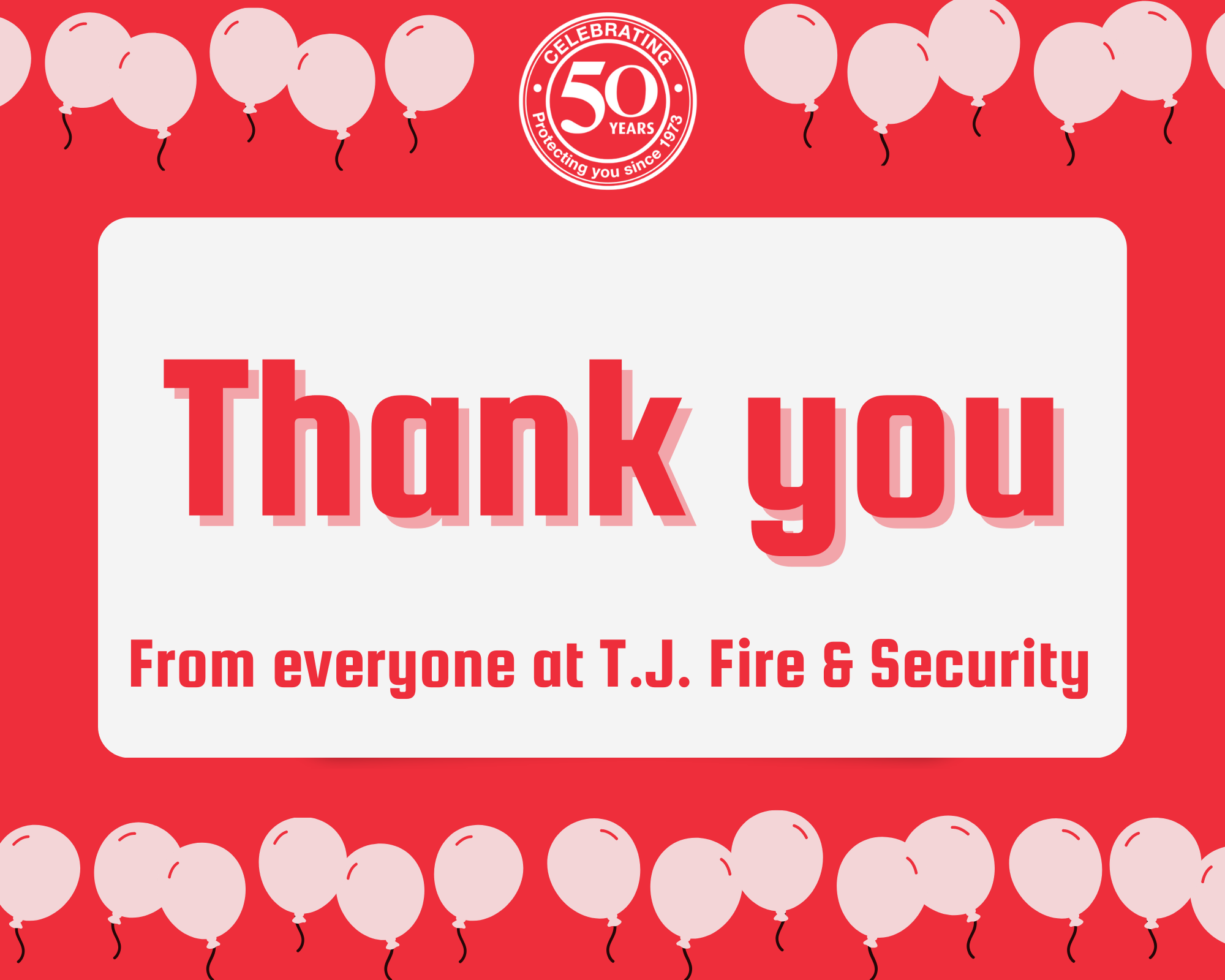 Graphic Thanking Everyone For 50 Years Of Business