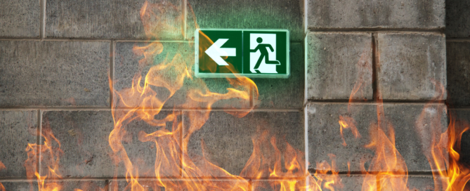 fire with emergency exit sign